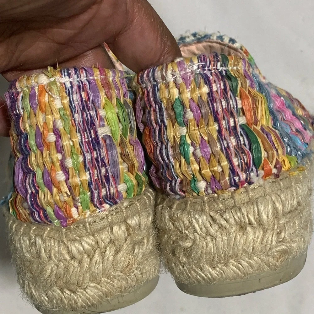 Manebí Women's Bright Tweed Almond Toe Raffia Neon Espadrille Shoes Size 40 (10)